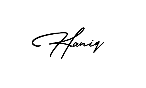 Haniq stylish signature style. Best Handwritten Sign (AmerikaSignatureDemo-Regular) for my name. Handwritten Signature Collection Ideas for my name Haniq. Haniq signature style 3 images and pictures png