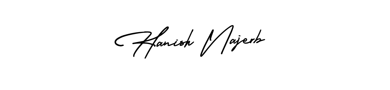 Hanish Najerb stylish signature style. Best Handwritten Sign (AmerikaSignatureDemo-Regular) for my name. Handwritten Signature Collection Ideas for my name Hanish Najerb. Hanish Najerb signature style 3 images and pictures png