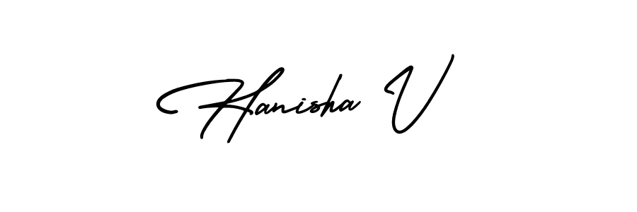 Similarly AmerikaSignatureDemo-Regular is the best handwritten signature design. Signature creator online .You can use it as an online autograph creator for name Hanisha V. Hanisha V signature style 3 images and pictures png