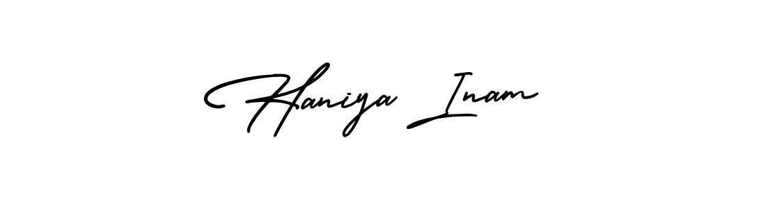 Check out images of Autograph of Haniya Inam name. Actor Haniya Inam Signature Style. AmerikaSignatureDemo-Regular is a professional sign style online. Haniya Inam signature style 3 images and pictures png