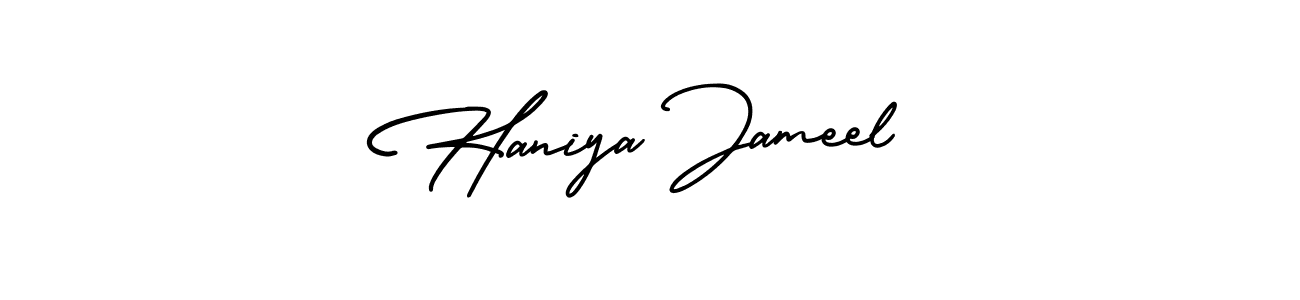 How to make Haniya Jameel name signature. Use AmerikaSignatureDemo-Regular style for creating short signs online. This is the latest handwritten sign. Haniya Jameel signature style 3 images and pictures png