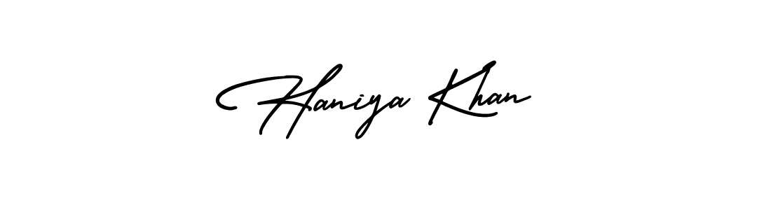 Create a beautiful signature design for name Haniya Khan. With this signature (AmerikaSignatureDemo-Regular) fonts, you can make a handwritten signature for free. Haniya Khan signature style 3 images and pictures png