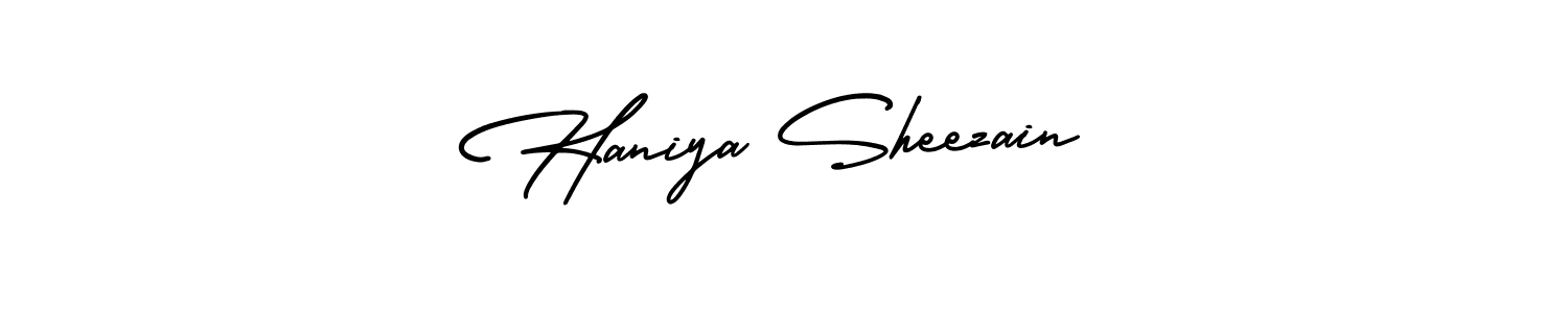Use a signature maker to create a handwritten signature online. With this signature software, you can design (AmerikaSignatureDemo-Regular) your own signature for name Haniya Sheezain. Haniya Sheezain signature style 3 images and pictures png