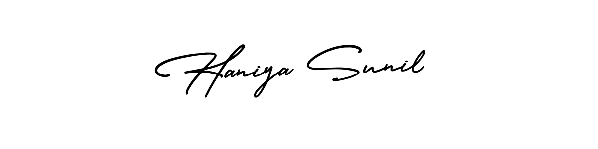 It looks lik you need a new signature style for name Haniya Sunil. Design unique handwritten (AmerikaSignatureDemo-Regular) signature with our free signature maker in just a few clicks. Haniya Sunil signature style 3 images and pictures png