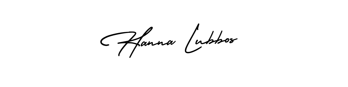 You should practise on your own different ways (AmerikaSignatureDemo-Regular) to write your name (Hanna Lubbos) in signature. don't let someone else do it for you. Hanna Lubbos signature style 3 images and pictures png