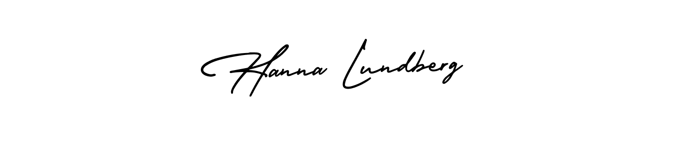 You should practise on your own different ways (AmerikaSignatureDemo-Regular) to write your name (Hanna Lundberg) in signature. don't let someone else do it for you. Hanna Lundberg signature style 3 images and pictures png
