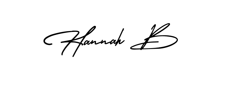 The best way (AmerikaSignatureDemo-Regular) to make a short signature is to pick only two or three words in your name. The name Hannah B include a total of six letters. For converting this name. Hannah B signature style 3 images and pictures png