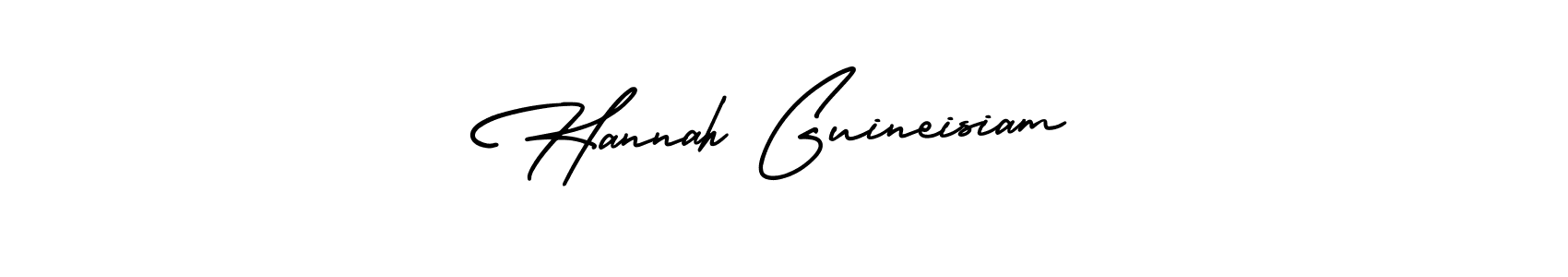 Make a beautiful signature design for name Hannah Guineisiam. With this signature (AmerikaSignatureDemo-Regular) style, you can create a handwritten signature for free. Hannah Guineisiam signature style 3 images and pictures png
