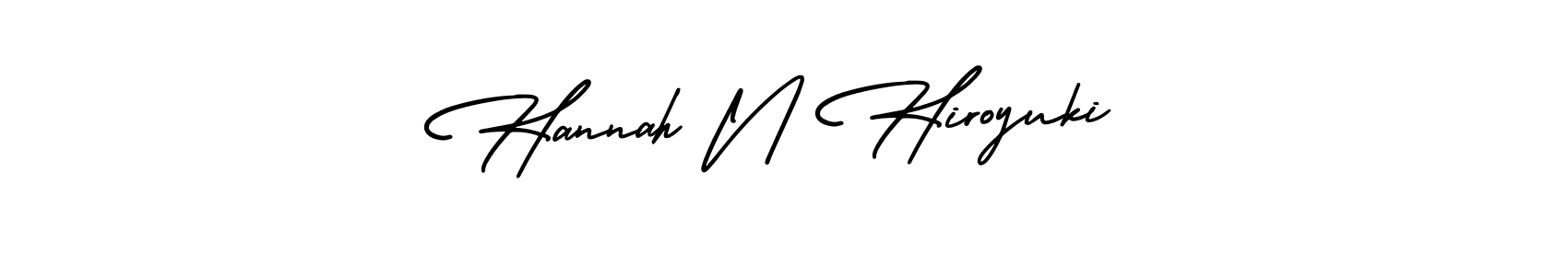 How to make Hannah N Hiroyuki name signature. Use AmerikaSignatureDemo-Regular style for creating short signs online. This is the latest handwritten sign. Hannah N Hiroyuki signature style 3 images and pictures png