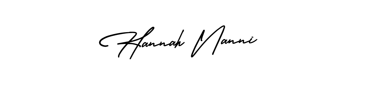 How to make Hannah Nanni name signature. Use AmerikaSignatureDemo-Regular style for creating short signs online. This is the latest handwritten sign. Hannah Nanni signature style 3 images and pictures png