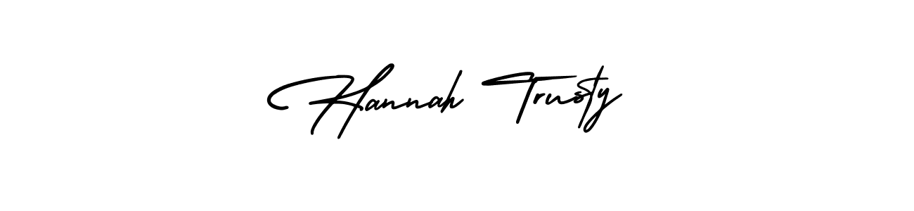 The best way (AmerikaSignatureDemo-Regular) to make a short signature is to pick only two or three words in your name. The name Hannah Trusty include a total of six letters. For converting this name. Hannah Trusty signature style 3 images and pictures png