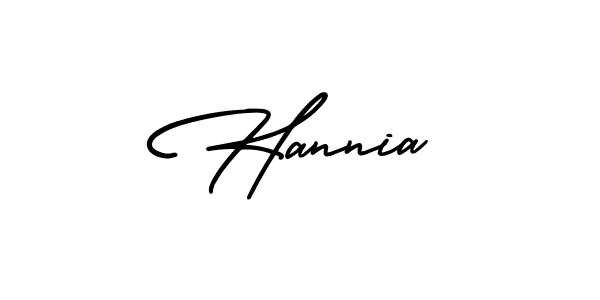 Hannia stylish signature style. Best Handwritten Sign (AmerikaSignatureDemo-Regular) for my name. Handwritten Signature Collection Ideas for my name Hannia. Hannia signature style 3 images and pictures png