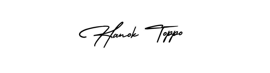 How to make Hanok Toppo signature? AmerikaSignatureDemo-Regular is a professional autograph style. Create handwritten signature for Hanok Toppo name. Hanok Toppo signature style 3 images and pictures png