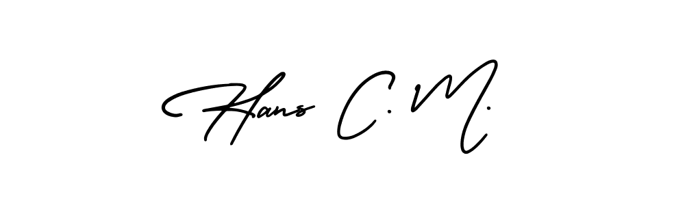 Also You can easily find your signature by using the search form. We will create Hans C. M. name handwritten signature images for you free of cost using AmerikaSignatureDemo-Regular sign style. Hans C. M. signature style 3 images and pictures png
