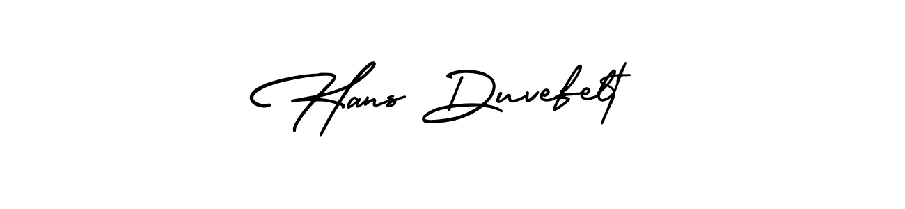 How to make Hans Duvefelt name signature. Use AmerikaSignatureDemo-Regular style for creating short signs online. This is the latest handwritten sign. Hans Duvefelt signature style 3 images and pictures png