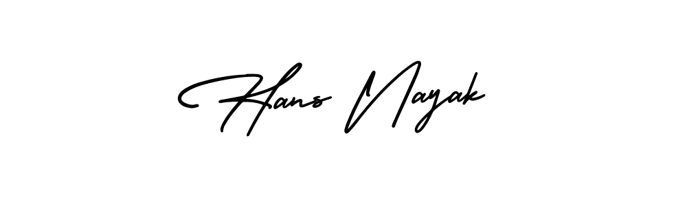 You should practise on your own different ways (AmerikaSignatureDemo-Regular) to write your name (Hans Nayak) in signature. don't let someone else do it for you. Hans Nayak signature style 3 images and pictures png