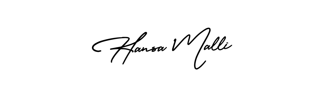 How to make Hansa Malli name signature. Use AmerikaSignatureDemo-Regular style for creating short signs online. This is the latest handwritten sign. Hansa Malli signature style 3 images and pictures png
