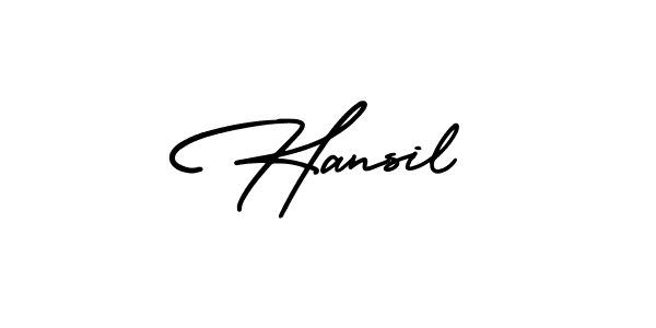 How to make Hansil name signature. Use AmerikaSignatureDemo-Regular style for creating short signs online. This is the latest handwritten sign. Hansil signature style 3 images and pictures png