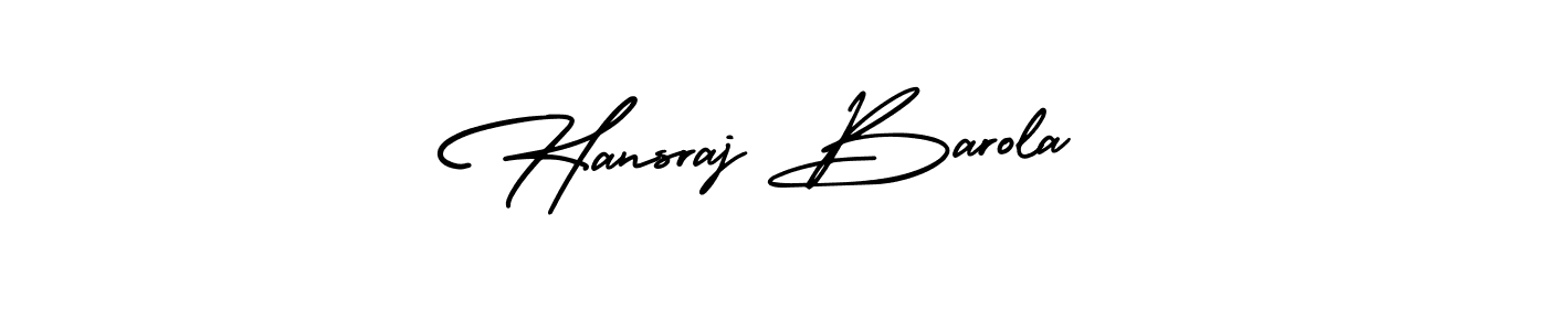 This is the best signature style for the Hansraj Barola name. Also you like these signature font (AmerikaSignatureDemo-Regular). Mix name signature. Hansraj Barola signature style 3 images and pictures png