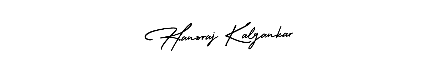 AmerikaSignatureDemo-Regular is a professional signature style that is perfect for those who want to add a touch of class to their signature. It is also a great choice for those who want to make their signature more unique. Get Hansraj Kalyankar name to fancy signature for free. Hansraj Kalyankar signature style 3 images and pictures png