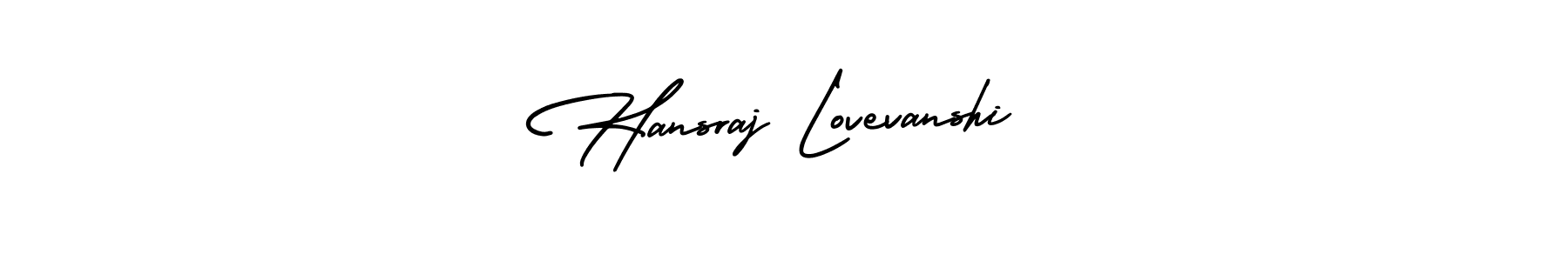 The best way (AmerikaSignatureDemo-Regular) to make a short signature is to pick only two or three words in your name. The name Hansraj Lovevanshi include a total of six letters. For converting this name. Hansraj Lovevanshi signature style 3 images and pictures png