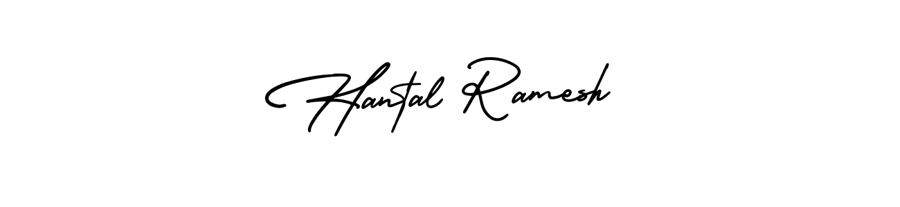 The best way (AmerikaSignatureDemo-Regular) to make a short signature is to pick only two or three words in your name. The name Hantal Ramesh include a total of six letters. For converting this name. Hantal Ramesh signature style 3 images and pictures png