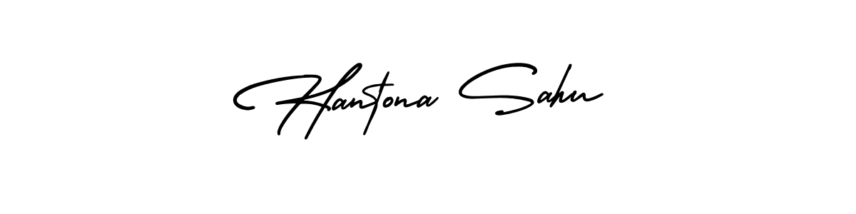 Similarly AmerikaSignatureDemo-Regular is the best handwritten signature design. Signature creator online .You can use it as an online autograph creator for name Hantona Sahu. Hantona Sahu signature style 3 images and pictures png