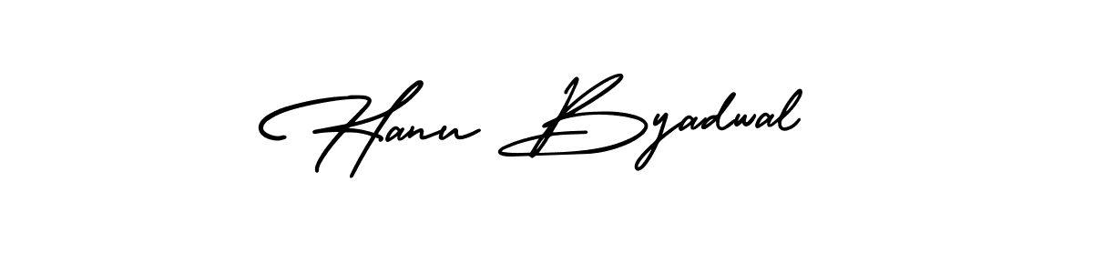 Hanu Byadwal stylish signature style. Best Handwritten Sign (AmerikaSignatureDemo-Regular) for my name. Handwritten Signature Collection Ideas for my name Hanu Byadwal. Hanu Byadwal signature style 3 images and pictures png