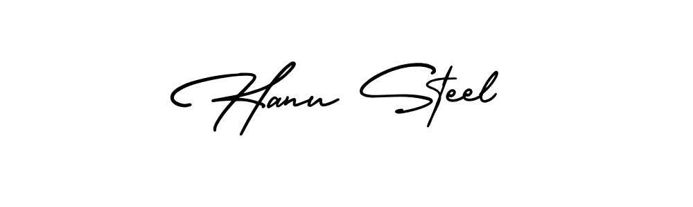 How to make Hanu Steel name signature. Use AmerikaSignatureDemo-Regular style for creating short signs online. This is the latest handwritten sign. Hanu Steel signature style 3 images and pictures png
