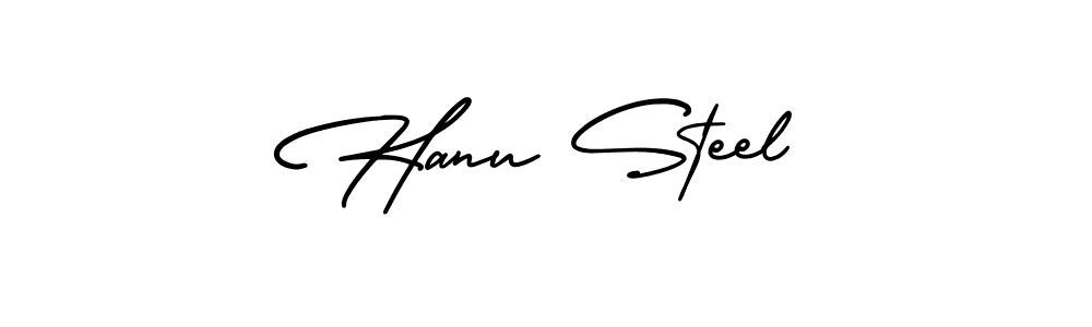 How to make Hanu Steel name signature. Use AmerikaSignatureDemo-Regular style for creating short signs online. This is the latest handwritten sign. Hanu Steel signature style 3 images and pictures png