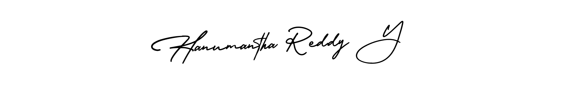 The best way (AmerikaSignatureDemo-Regular) to make a short signature is to pick only two or three words in your name. The name Hanumantha Reddy Y include a total of six letters. For converting this name. Hanumantha Reddy Y signature style 3 images and pictures png