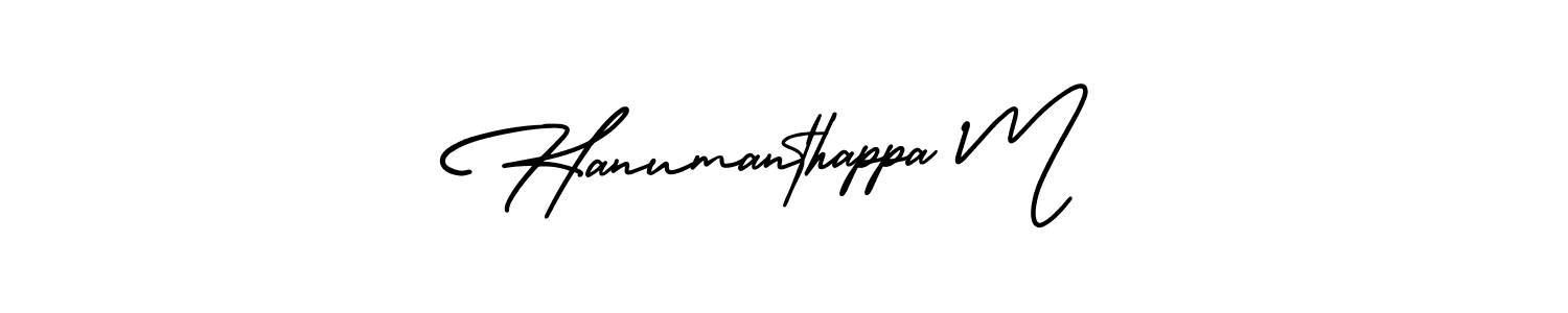 The best way (AmerikaSignatureDemo-Regular) to make a short signature is to pick only two or three words in your name. The name Hanumanthappa M include a total of six letters. For converting this name. Hanumanthappa M signature style 3 images and pictures png