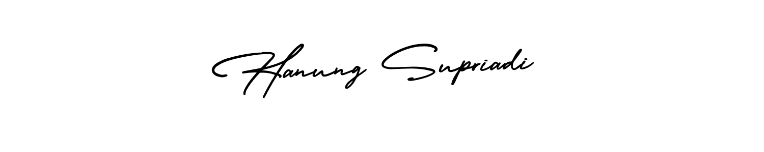 Make a beautiful signature design for name Hanung Supriadi. With this signature (AmerikaSignatureDemo-Regular) style, you can create a handwritten signature for free. Hanung Supriadi signature style 3 images and pictures png
