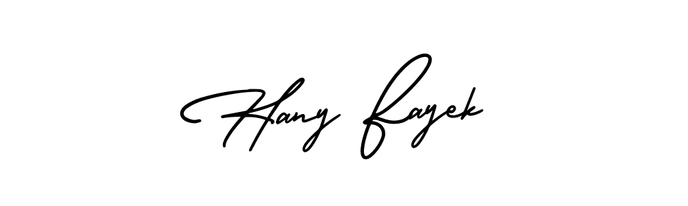 This is the best signature style for the Hany Fayek name. Also you like these signature font (AmerikaSignatureDemo-Regular). Mix name signature. Hany Fayek signature style 3 images and pictures png