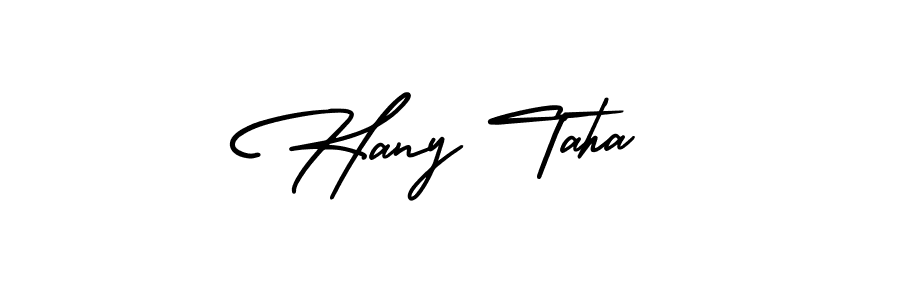 Make a beautiful signature design for name Hany Taha. With this signature (AmerikaSignatureDemo-Regular) style, you can create a handwritten signature for free. Hany Taha signature style 3 images and pictures png