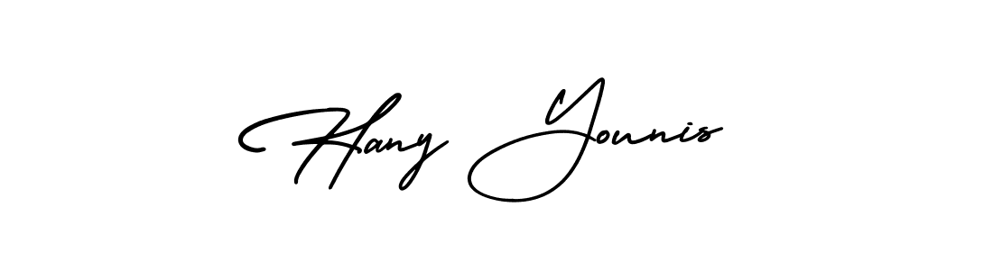 Hany Younis stylish signature style. Best Handwritten Sign (AmerikaSignatureDemo-Regular) for my name. Handwritten Signature Collection Ideas for my name Hany Younis. Hany Younis signature style 3 images and pictures png