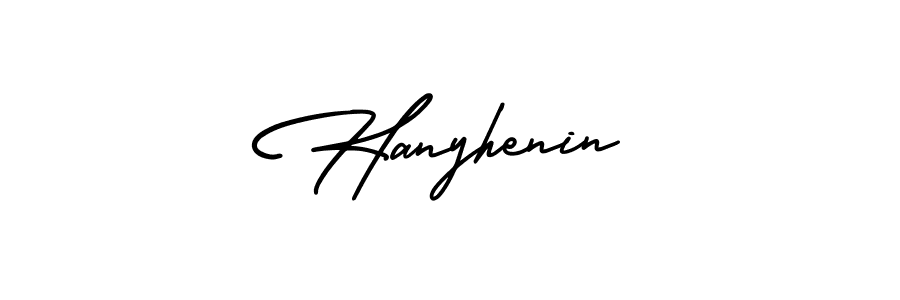 The best way (AmerikaSignatureDemo-Regular) to make a short signature is to pick only two or three words in your name. The name Hanyhenin include a total of six letters. For converting this name. Hanyhenin signature style 3 images and pictures png