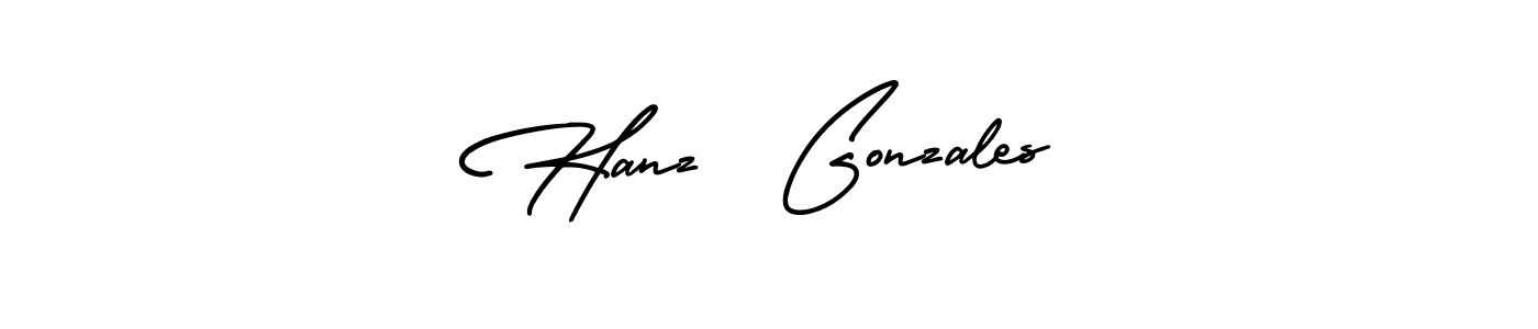 if you are searching for the best signature style for your name Hanz  Gonzales. so please give up your signature search. here we have designed multiple signature styles  using AmerikaSignatureDemo-Regular. Hanz  Gonzales signature style 3 images and pictures png