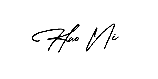 How to Draw Hao Ni signature style? AmerikaSignatureDemo-Regular is a latest design signature styles for name Hao Ni. Hao Ni signature style 3 images and pictures png