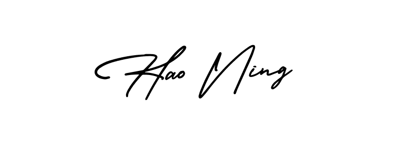 You should practise on your own different ways (AmerikaSignatureDemo-Regular) to write your name (Hao Ning) in signature. don't let someone else do it for you. Hao Ning signature style 3 images and pictures png