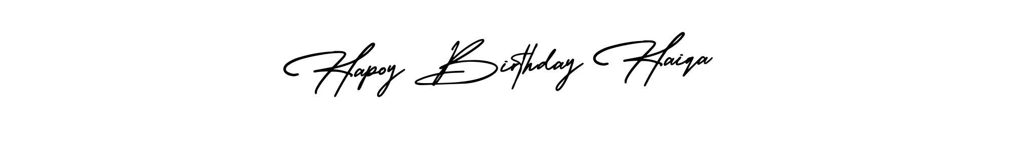 Hapoy Birthday Haiqa stylish signature style. Best Handwritten Sign (AmerikaSignatureDemo-Regular) for my name. Handwritten Signature Collection Ideas for my name Hapoy Birthday Haiqa. Hapoy Birthday Haiqa signature style 3 images and pictures png