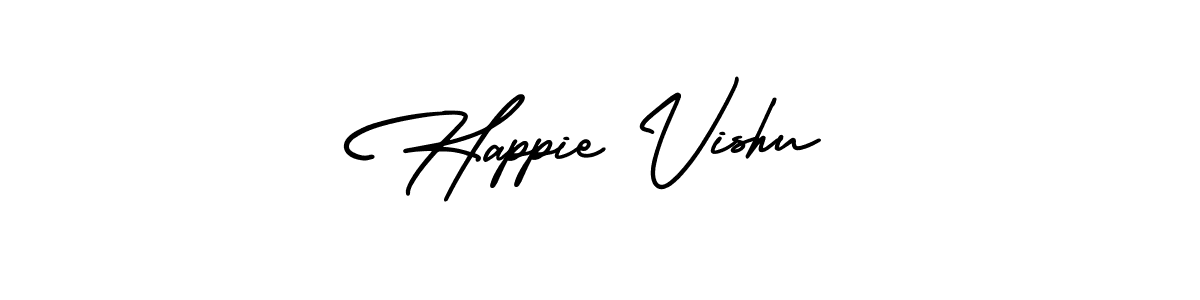 How to Draw Happie Vishu signature style? AmerikaSignatureDemo-Regular is a latest design signature styles for name Happie Vishu. Happie Vishu signature style 3 images and pictures png