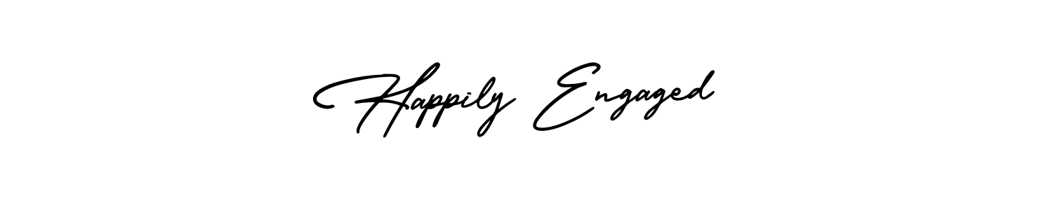 This is the best signature style for the Happily Engaged name. Also you like these signature font (AmerikaSignatureDemo-Regular). Mix name signature. Happily Engaged signature style 3 images and pictures png