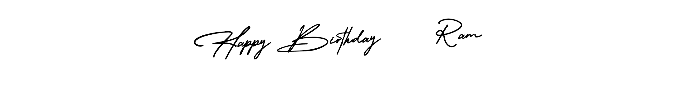 if you are searching for the best signature style for your name Happy Birthday     Ram. so please give up your signature search. here we have designed multiple signature styles  using AmerikaSignatureDemo-Regular. Happy Birthday     Ram signature style 3 images and pictures png