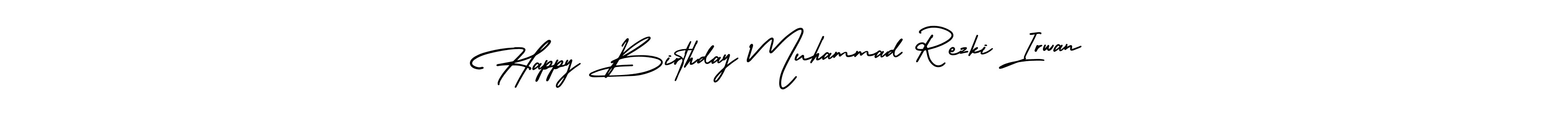 Also You can easily find your signature by using the search form. We will create Happy Birthday Muhammad Rezki Irwan name handwritten signature images for you free of cost using AmerikaSignatureDemo-Regular sign style. Happy Birthday Muhammad Rezki Irwan signature style 3 images and pictures png