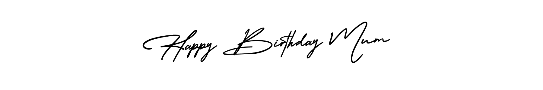 AmerikaSignatureDemo-Regular is a professional signature style that is perfect for those who want to add a touch of class to their signature. It is also a great choice for those who want to make their signature more unique. Get Happy Birthday Mum name to fancy signature for free. Happy Birthday Mum signature style 3 images and pictures png