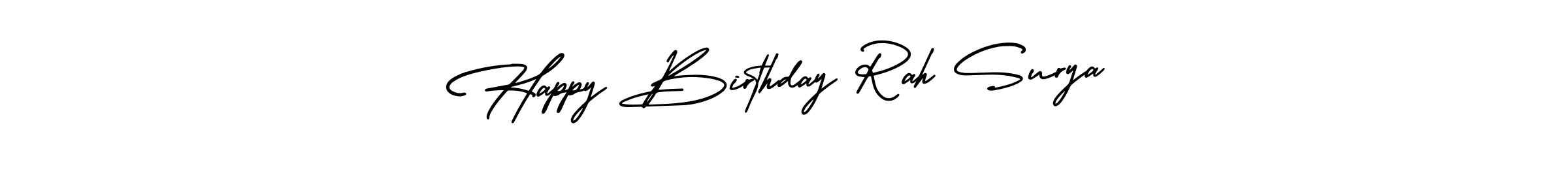How to make Happy Birthday Rah Surya signature? AmerikaSignatureDemo-Regular is a professional autograph style. Create handwritten signature for Happy Birthday Rah Surya name. Happy Birthday Rah Surya signature style 3 images and pictures png