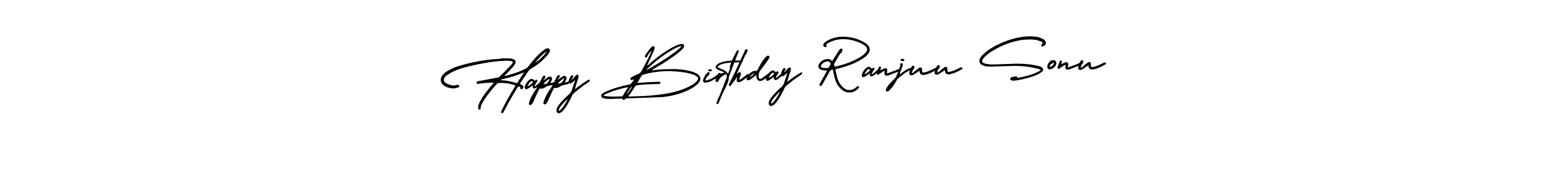 See photos of Happy Birthday Ranjuu Sonu official signature by Spectra . Check more albums & portfolios. Read reviews & check more about AmerikaSignatureDemo-Regular font. Happy Birthday Ranjuu Sonu signature style 3 images and pictures png