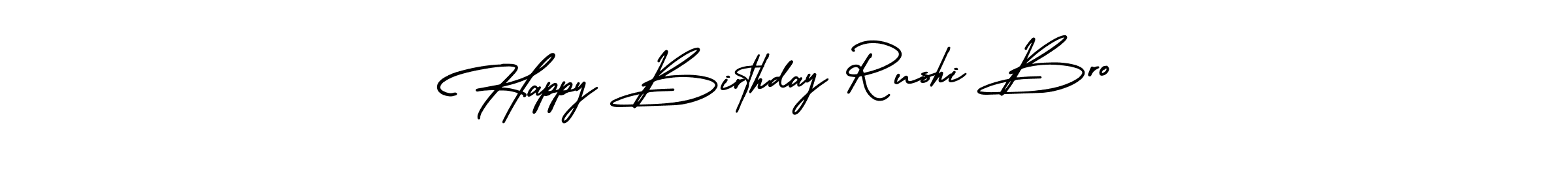 Also You can easily find your signature by using the search form. We will create Happy Birthday Rushi Bro name handwritten signature images for you free of cost using AmerikaSignatureDemo-Regular sign style. Happy Birthday Rushi Bro signature style 3 images and pictures png