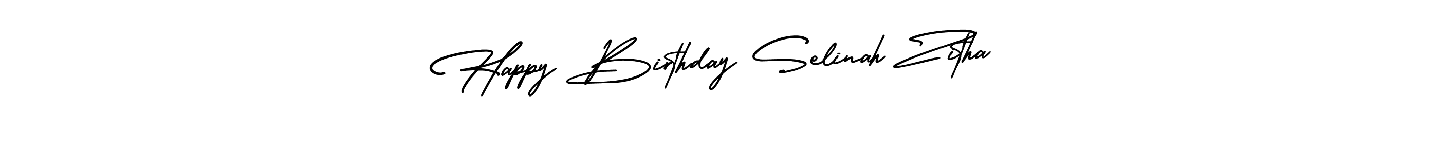 You should practise on your own different ways (AmerikaSignatureDemo-Regular) to write your name (Happy Birthday Selinah Zitha) in signature. don't let someone else do it for you. Happy Birthday Selinah Zitha signature style 3 images and pictures png